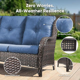 Belord 6 Piece Wicker Patio Furniture Set, Outdoor Swivel Rocker Chairs Set of 2 with Ottomans and Loveseat - Photo 10