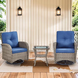 3 Pieces Patio Bistro Set Outdoor Swivel Rocker Patio Chairs with Side Table Patio Furniture for Deck Porch Garden - Photo 7