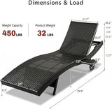 Polibi 80" Patio Wicker Chaise Lounge Chairs Set of 2 - Photo 2