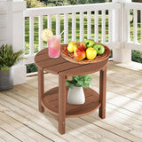 LZRS Round Adirondack Side Table Double End Table, Outdoor Side Tables for Patio, Backyard, Pool, Indoor Companion - Photo 6