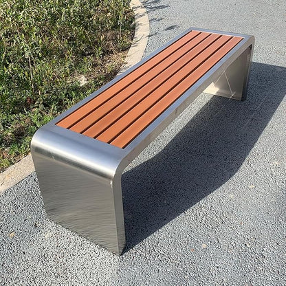 Bench, Chair, Backless Bench, Park Bench, Metal Garden Bench, Front Porch Bench, 2-Person Garden Bench, High Load-Bearing Outdoor Benches(Coffee Color,59.1x15.7x17.7in)