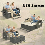 Outsunny Patio Rattan Daybed, Wicker Outdoor Daybed with Storage Ottoman, Loveseat Sofa with Adjustable Backrest - Photo 3