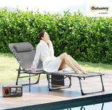 Outsunny Folding Chaise Lounge Chair Outdoor Tanning Chair with Side Table - Photo 2