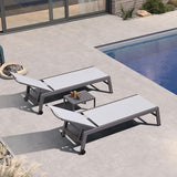 PURPLE LEAF Patio Chaise Lounge Set for 4 Outdoor Chaise Lounge Chair with Aluminum Frame and Easy-to-Move Wheels Pool - Photo 2
