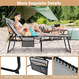 Giantex Patio Lounge Chairs for Outside - Folding Tanning Chair w/Headrest, 4 Adjustable Positions, Side Pocket - Photo 8