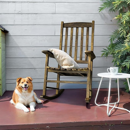 SUPER DEAL Outdoor Rocking Chair Set of 2, All Weather Resistant Wood Outdoor Indoor Patio Porch Rocker Chair,Natural