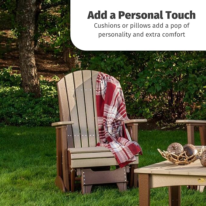 LuxCraft 2' Adirondack Glider Chair, Outdoor Patio Rocking Glider, Gliding Rocker for Outside (Lime Green & Black) - Photo 5