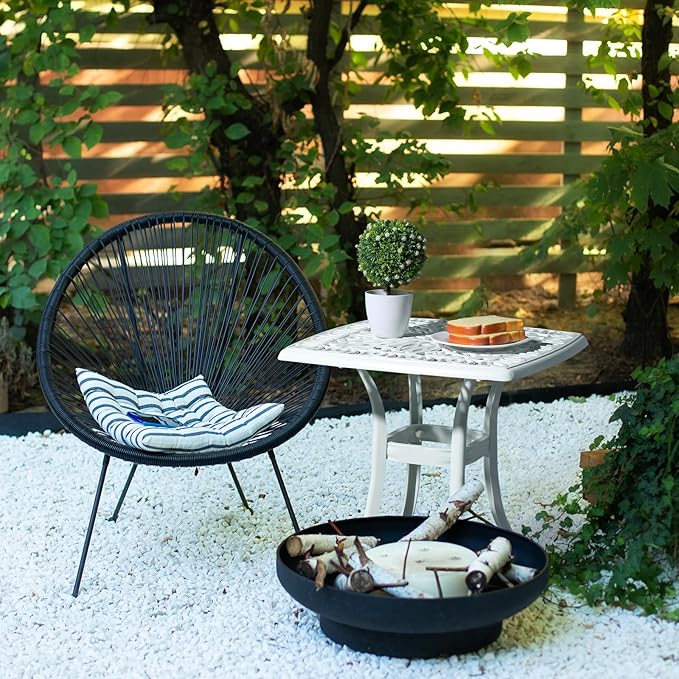 Bonnlo 21 Inch Cast Aluminum Outdoor Side Table with Umbrella Hole, Anti-Rust Coffee Bistro Table for Outdoor, Patio - Photo 2