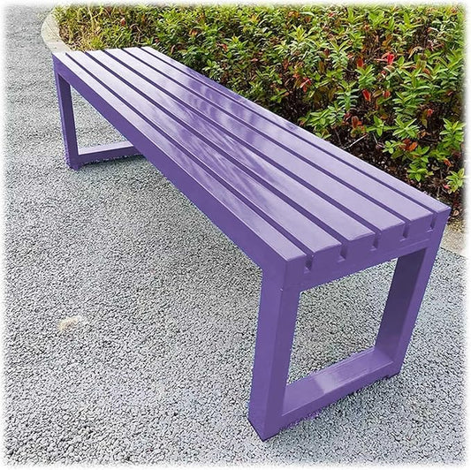 Heavy Duty Outdoor Patio Bench, Metal Garden Benches Weatherproof Park Bench 3.3ft 3.9ft 4.9ft 5.9ft 2-Person Seat Backless Porch Seating Multifunctional Slat Furniture Chair(Purple,4.9ft)