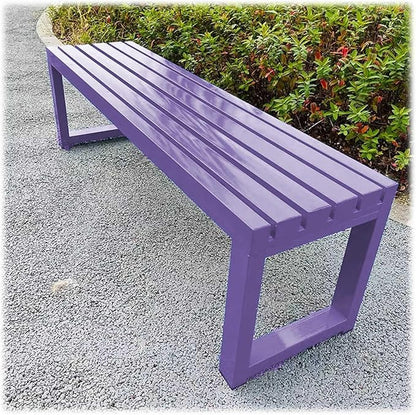 Heavy Duty Outdoor Patio Bench, Metal Garden Benches Weatherproof Park Bench 3.3ft 3.9ft 4.9ft 5.9ft 2-Person Seat Backless Porch Seating Multifunctional Slat Furniture Chair(Purple,3.3ft)