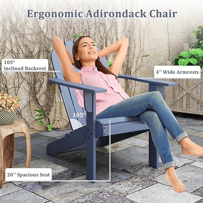Giantex Acacia Wood Adirondack Chair Set of 2, Outdoor Fire Pit Chair with 105° Inclined Seat, High Backrest, 4" Wide Armrests, Patio Lounge Chair for Outside, Lawn, Backyard, Garden, Deck, Porch