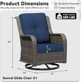 Outdoor Swivel Rocker Patio Chair - Outdoor Wicker Patio Furniture with Thickened Olefin Cushions - Photo 2