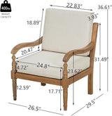 Christopher Knight Home Pyosik Acacia Wood Patio Chair, Comfy Armchair with Thick Cushions - Photo 2