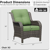 Patio Chairs Set of 2, Outdoor Wicker Patio Furniture Set with Thickened Olefin Cushions, High Back and Deep Seating - Photo 2