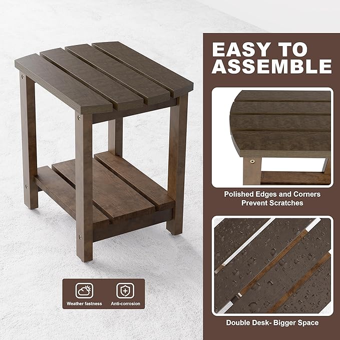 Adirondack Side Table, Double Outdoor Side Tables 18" Solid End Tables - Photo 4