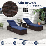 Tangkula Patio Chaise Lounge Set of 2, Outdoor Rattan Lounge Chair with 6-Level Backrest, Comfy Seat Cushion & Headrest - Photo 9