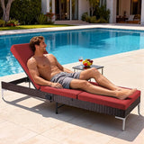 HOMREST Outdoor Chaise Lounge Chair, Patio Wicker Lounge Chair with Pneumatic Adjustable Backrest - Photo 6