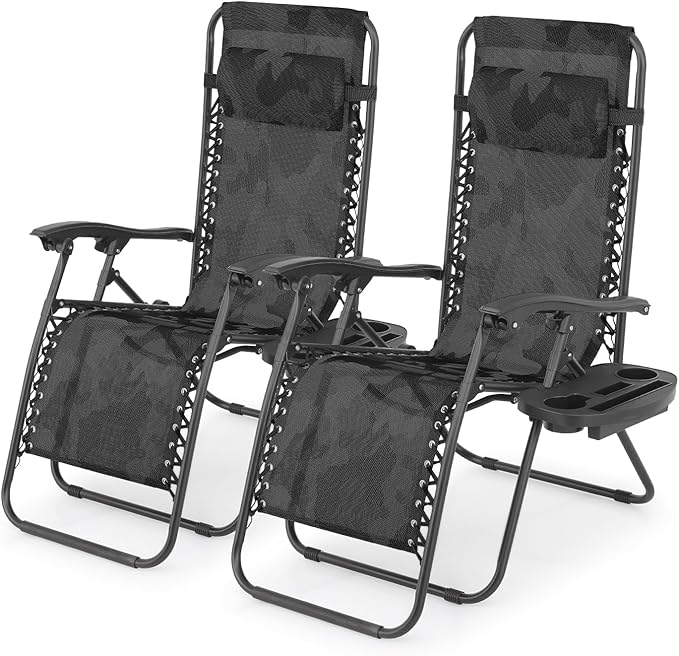 Athena Collection Zero Gravity Outdoor Lounge Chair Set of 2, 25" Width Pool Lounge Lawn Chairs Reclining - Photo 1