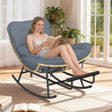 ZENPETIO Outdoor Rocking Chair - Oversized Metal Frame Papasan Rocking Chair with All Weather PE Wicker Rattan Rocker - Photo 1