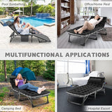 ABORON Heavy Duty Tanning Chair, 5-Gear Outdoor Folding Chaise Lounge Chair with Cushion - Photo 8
