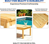 44 Inch Outdoor Cedar Coffee Table, Solid Cedar Wood Farmhouse Side Table with Slatted Top, Patio, Garden, Deck - Photo 6