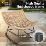 PHI VILLA Outdoor Rocking Chair with Footstool, Modern Wicker Papasan Egg Chair with Thick Comfy Cushion - Photo 7