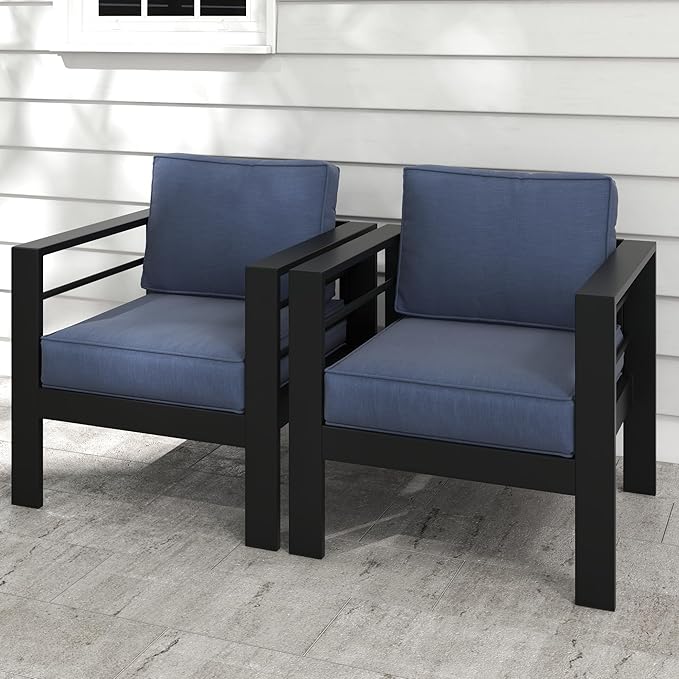 Kiss the Water Outdoor Patio Metal Furniture Chair - Photo 8