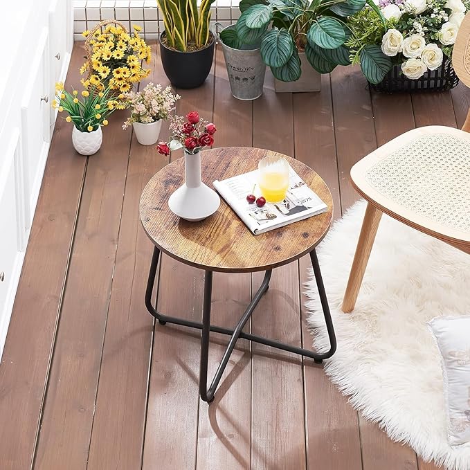 VECELO 17.7 inch Small Round Outdoor Side Table, Patio End Table - Photo 2