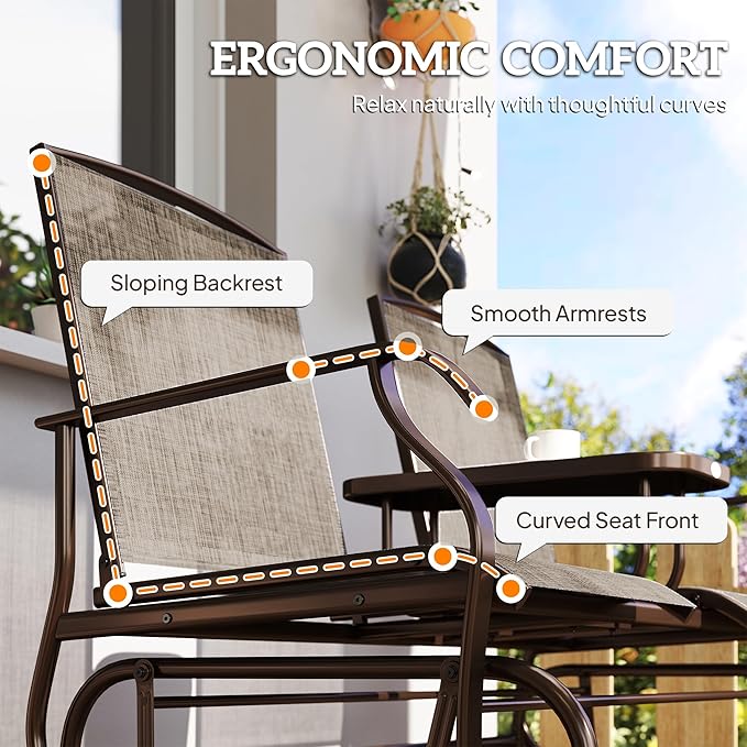 Outsunny Outdoor Glider Bench with Center Table - Photo 8