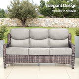 Swivel Patio Chairs sofa Set of 5 with 6" Thick Cushion - Wicker Outdoor Swivel Rocker Patio Chair ,Sofa/Glass coffee - Photo 5