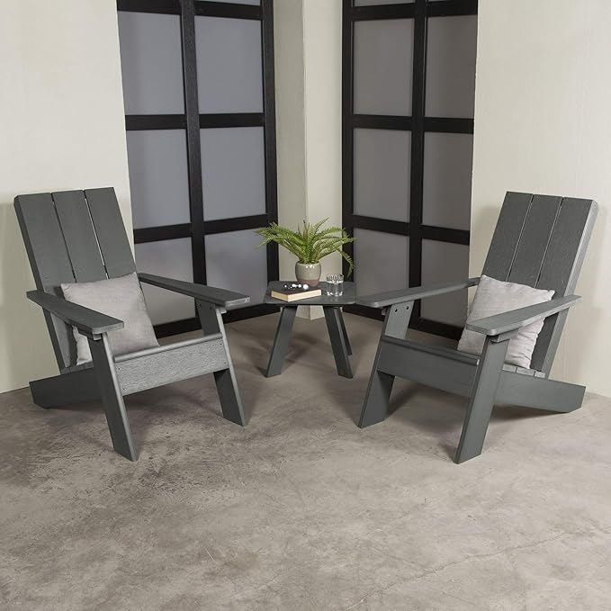 Highwood Italica Modern Adirondack 3pc Set, Coastal Teak