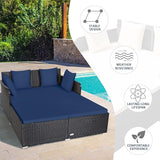 Tangkula Outdoor Rattan Daybed, Sunbed Wicker Furniture w/Spacious Seat, Upholstered Cushion & High-Resilience Sponge - Photo 7