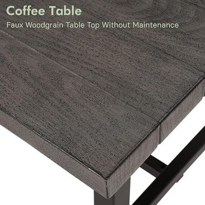 Grand patio Outdoor Coffee Table, 32 Inch Side Table Modern Rectangle with Faux Wood Tabletop Fits with Conversation Set