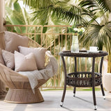 Outdoor Side Table Wicker Outdoor End Table for Patio Rattan Side Table for Outside Brown Patio Coffee Table with - Photo 4