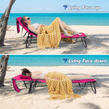 Goplus Tanning Chair, Folding Beach Lounge Chair with Face Hole, Removable Pillow, Carry Strap, Position Adjustable - Photo 4