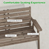 HAPPYGRILL Outdoor Fir Wood Bench with Foldable Middle Table, 2-3 Person Patio Garden Bench with Armrests and Backrests - Photo 6