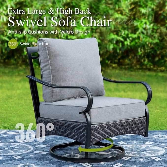 Sophia & William Patio Furniture Set, 4 Piece Metal Outdoor Conversation Set with 3-Seater Outdoor Couch - Photo 4