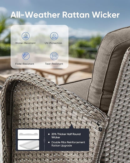 3 Pieces Patio Bistro Set Outdoor Swivel Rocker Patio Chairs with Side Table Patio Furniture for Deck Porch Garden Balcony Poolside