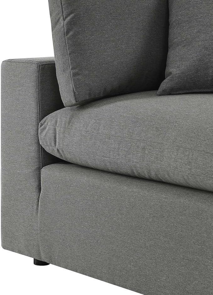 Modway Commix Outdoor Patio Overstuffed Loveseat in Charcoal - Photo 6
