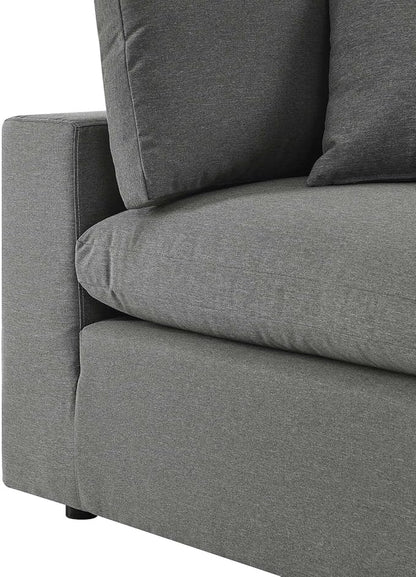 Modway Commix Outdoor Patio Overstuffed Loveseat in Charcoal