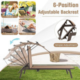 Tangkula 2 Pieces Patio Chaise Lounge Chair, Outdoor Recliner with Adjustable Canopy & Cup Holder, 6-Level Backrest - Photo 5