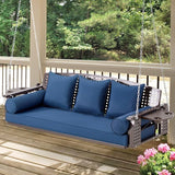 3 Seat Porch Swing, Patio Swing Bench with Cup Holders & 3 Back Cushions - Photo 1