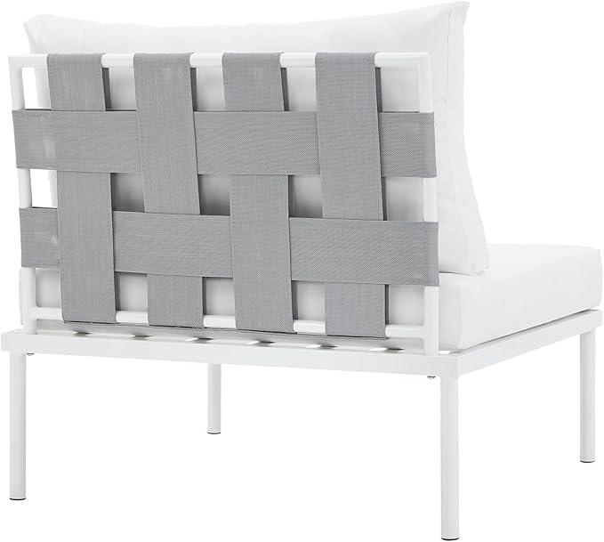 Modway EEI-2600-WHI-WHI Harmony Outdoor Patio Aluminum, Armless Chair, White White