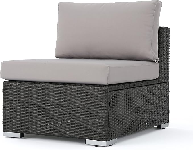 Christopher Knight Home Santa Rosa Outdoor Wicker Armless Sectional Sofa Seat with Aluminum Frame and Water Resistant - Photo 1