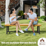 HAPPYGRILL Outdoor Acacia Wood Bench, 63"/160 CM Long Patio Garden Bench Seats up to 3 Persons - Photo 7