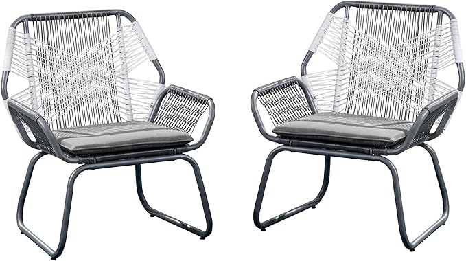 Christopher Knight Home Lydia Outdoor Wicker Club Chair (Set of 2), Gray/White/Gray - Photo 1