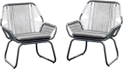 Christopher Knight Home Lydia Outdoor Wicker Club Chair (Set of 2), Gray/White/Gray