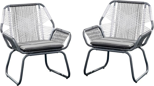 Christopher Knight Home Lydia Outdoor Wicker Club Chair (Set of 2), Gray/White/Gray