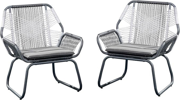 Christopher Knight Home Lydia Outdoor Wicker Club Chair (Set of 2), Gray/White/Gray - Photo 1