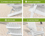 Foldable Adirondack Chairs - All-Weather Lawn & Patio Chairs with Wide Armrests, Solid Wood, 350 Lbs, White - Photo 4